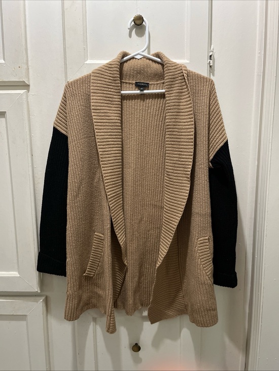 Talbots Tops - Talbots Camel and Black Open Shawl Collar Cardigan